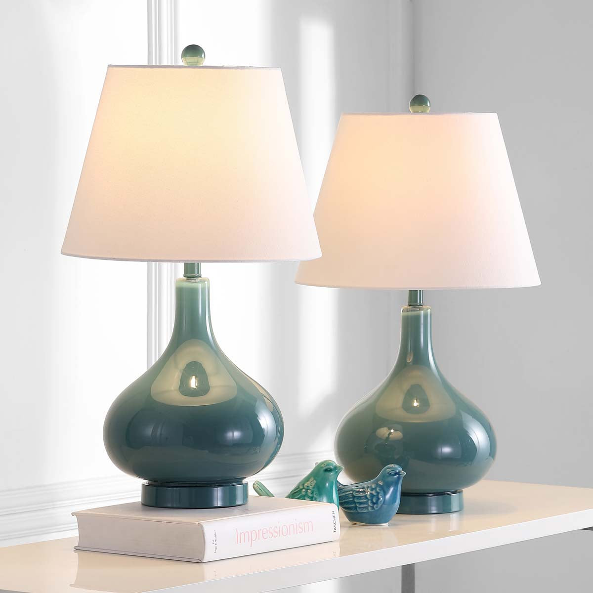 Amy 24 Inch H Gourd Glass Lamp (Set of 2) | Safavieh - LIT4087