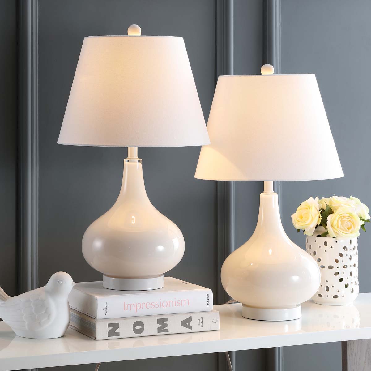 Amy 24 Inch H Gourd Glass Lamp (Set of 2) | Safavieh - LIT4087