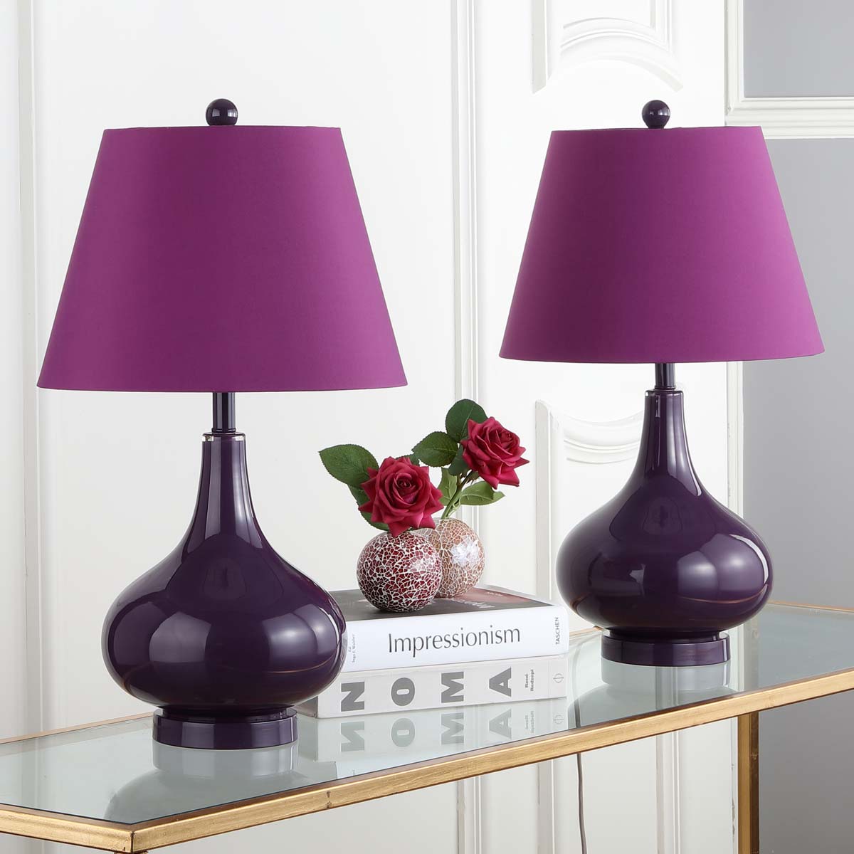 Amy 24 Inch H Gourd Glass Lamp (Set of 2) | Safavieh - LIT4087