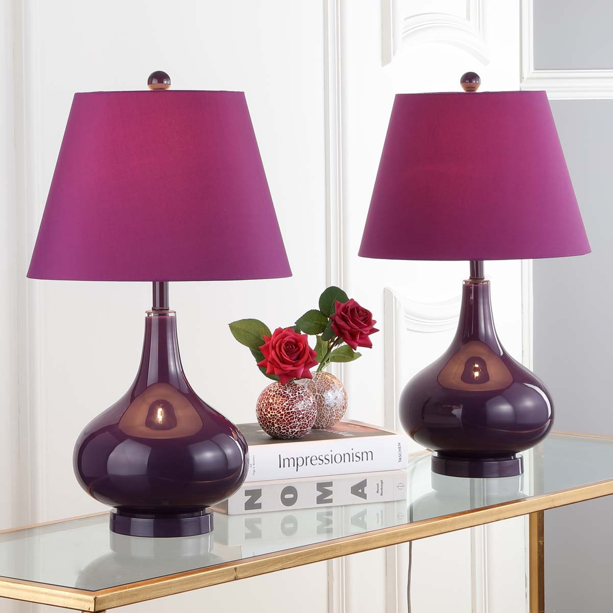 Amy 24 Inch H Gourd Glass Lamp (Set of 2) | Safavieh - LIT4087