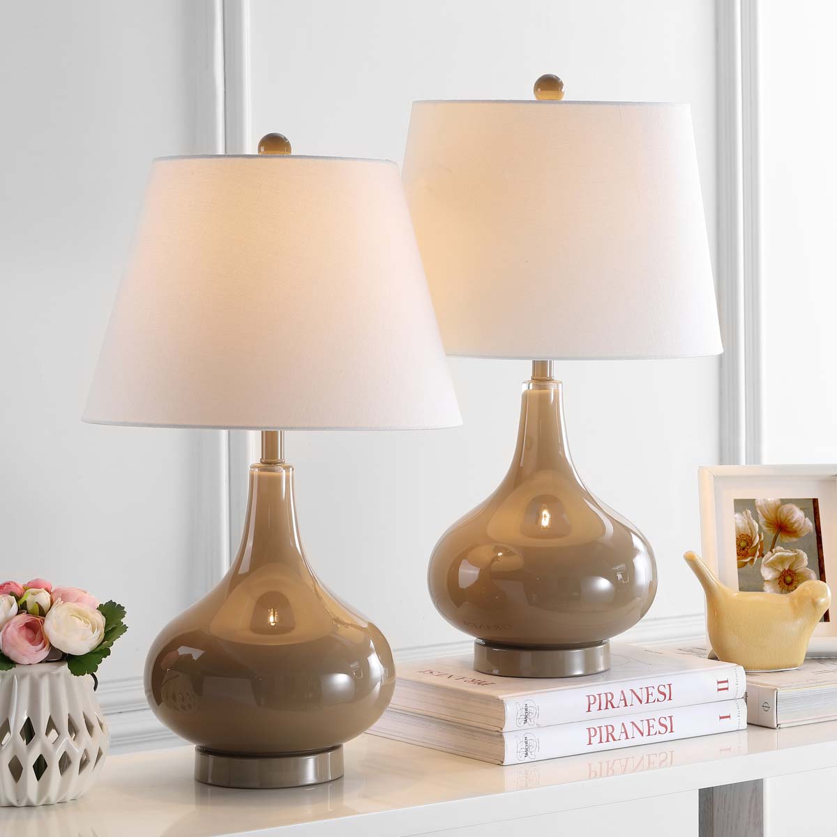 Amy 24 Inch H Gourd Glass Lamp (Set of 2) | Safavieh - LIT4087