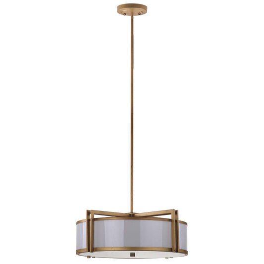 Dark Grey 5 Light Antique Gold 21 Inch Dia Drum Adjustable Pendant Light | Safavieh - LIT4185