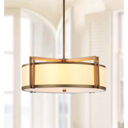 Dark Grey 5 Light Antique Gold 21 Inch Dia Drum Adjustable Pendant Light | Safavieh - LIT4185