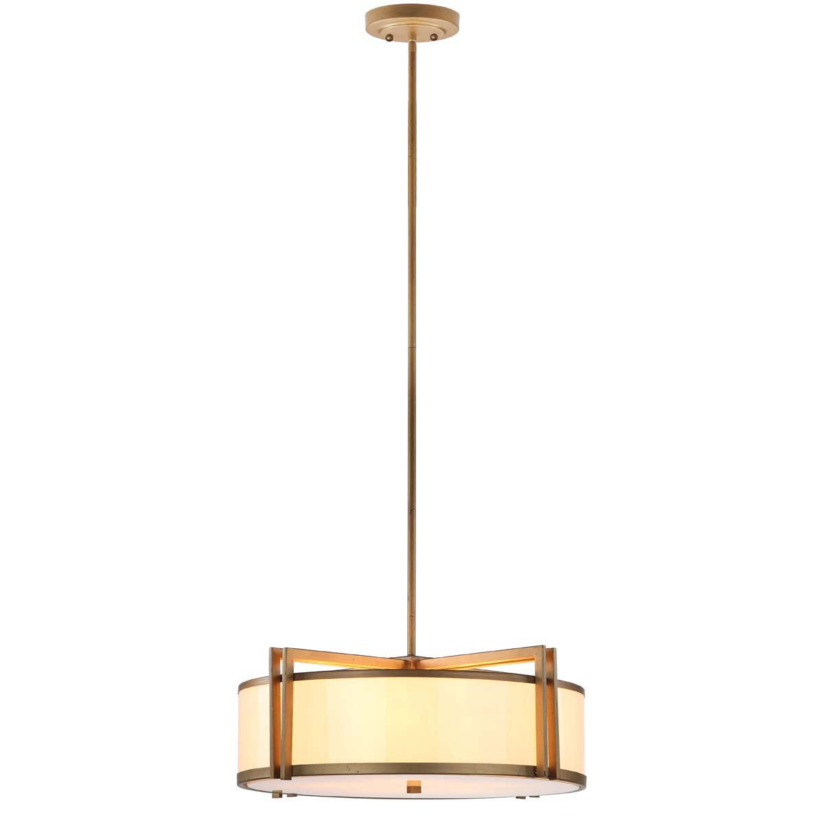 Dark Grey 5 Light Antique Gold 21 Inch Dia Drum Adjustable Pendant Light | Safavieh - LIT4185
