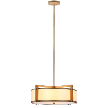 Dark Grey 5 Light Antique Gold 21 Inch Dia Drum Adjustable Pendant Light | Safavieh - LIT4185