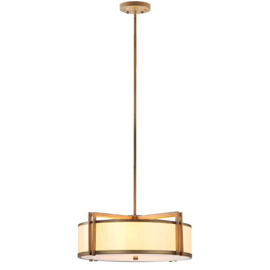 Dark Grey 5 Light Antique Gold 21 Inch Dia Drum Adjustable Pendant Light | Safavieh - LIT4185