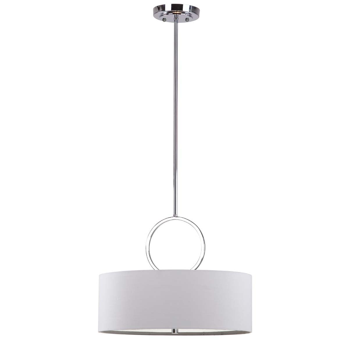 Debonair 3 Light Chrome Ring 18 Inch Dia Drum Adjustable Pendant | Safavieh - LIT4212