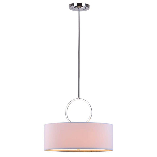 Debonair 3 Light Chrome Ring 18 Inch Dia Drum Adjustable Pendant | Safavieh - LIT4212