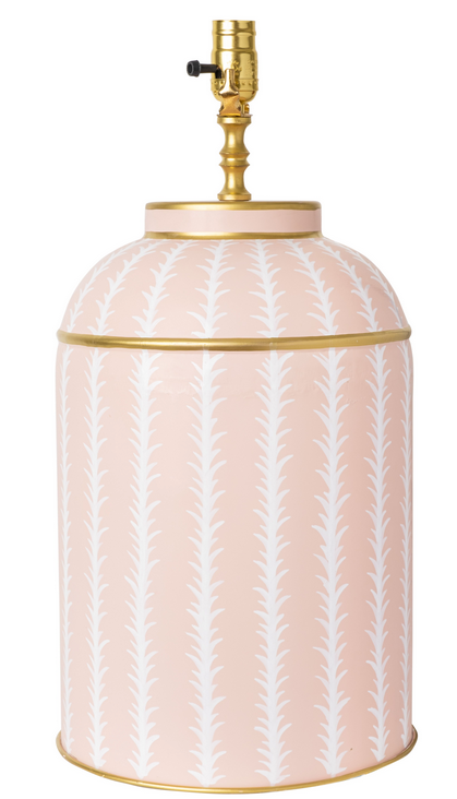 Peach Pink & White Leaf Tea Caddy Lamp