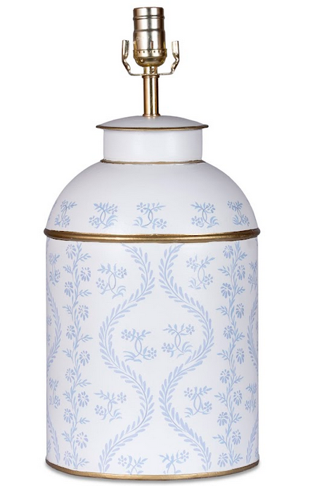 Pastel Blue IKat Tea Caddy Lamp