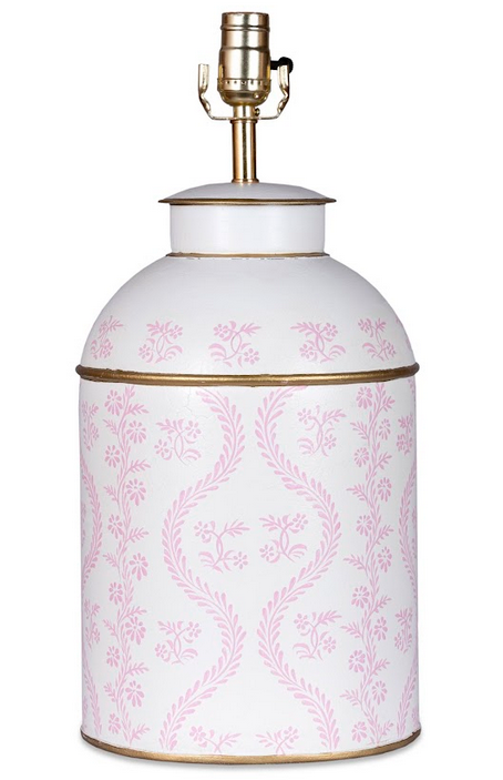 Pink IKat Tea Caddy Lamp